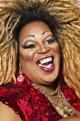 Lady red couture out of drag