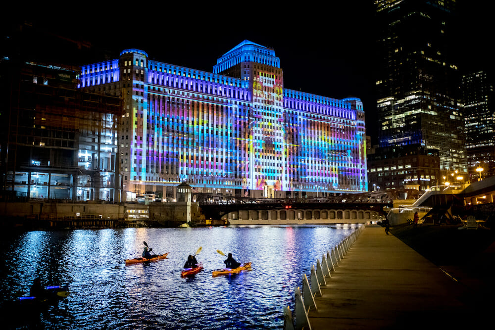 Art On theMART ATLAS, CORTRIGHT, AND BOESCHE WITH KERRY JAMES MARSHALL BACKGROUND